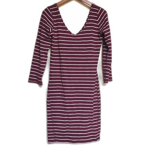 Abercrombie Burgundy & White Stripe Dress NWT Size Medium Casual Chic